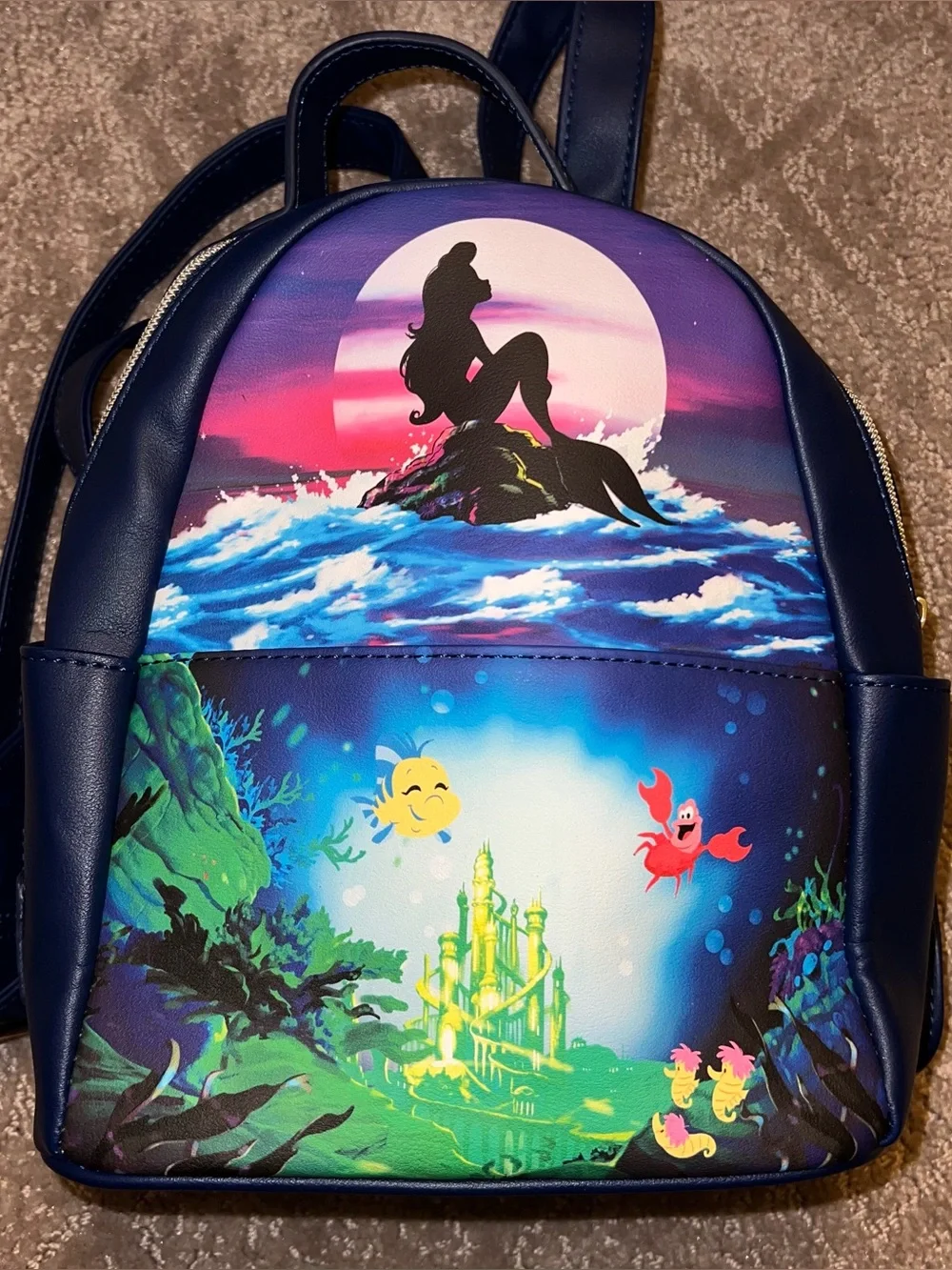 Loungefly Disney Little Mermaid Ariel Silhouette & Flounder Mini Backpack